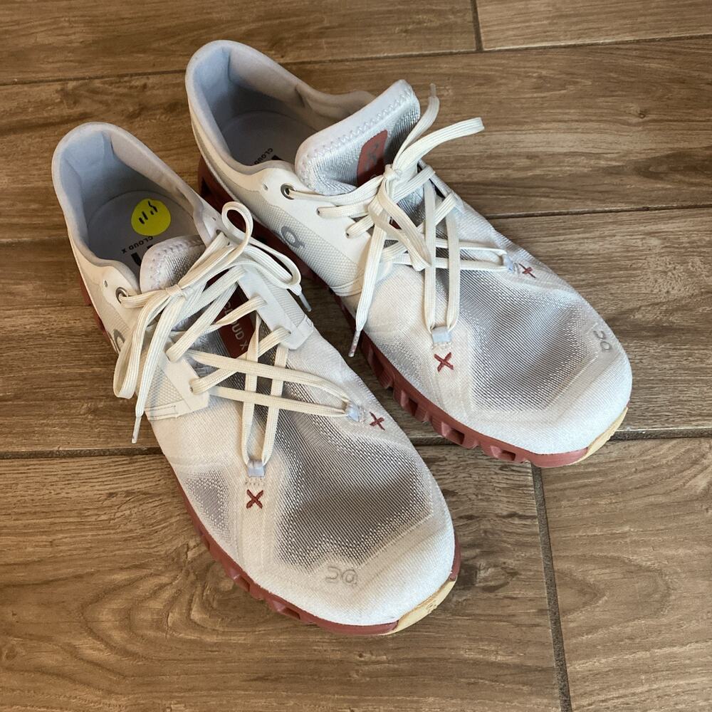 On Cloud X 3 Men's Size 11.5 US Ice White Auburn Athletic Running Shoes Sneakers